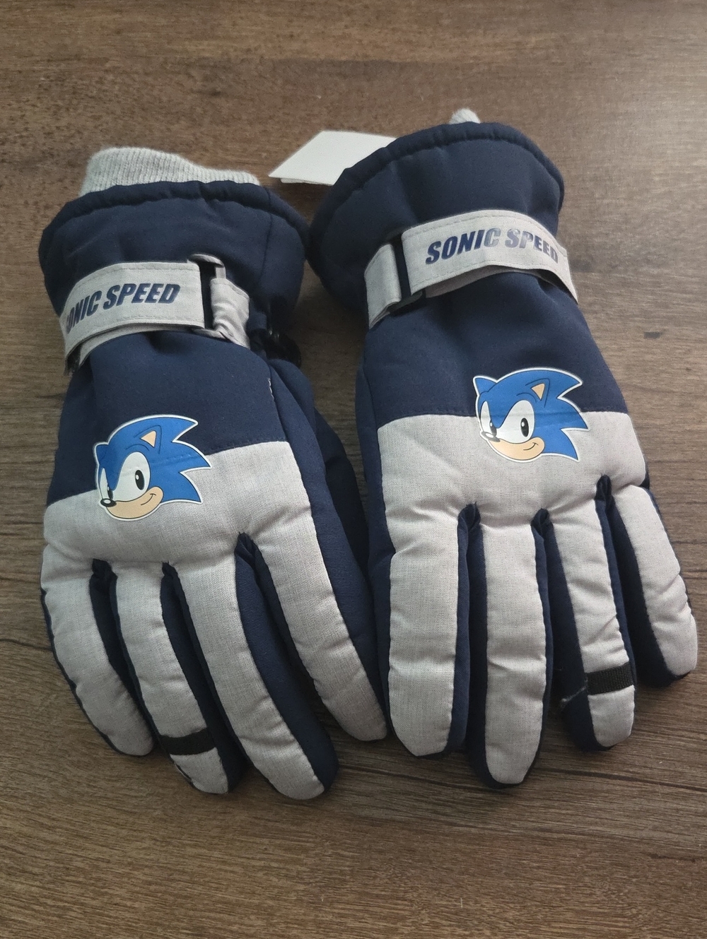 Sonic Speed Kids Navy and Light Gray Mittens